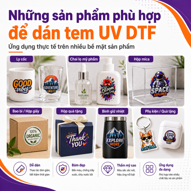 Nhung san pham phu hop de dan tem UV DTF