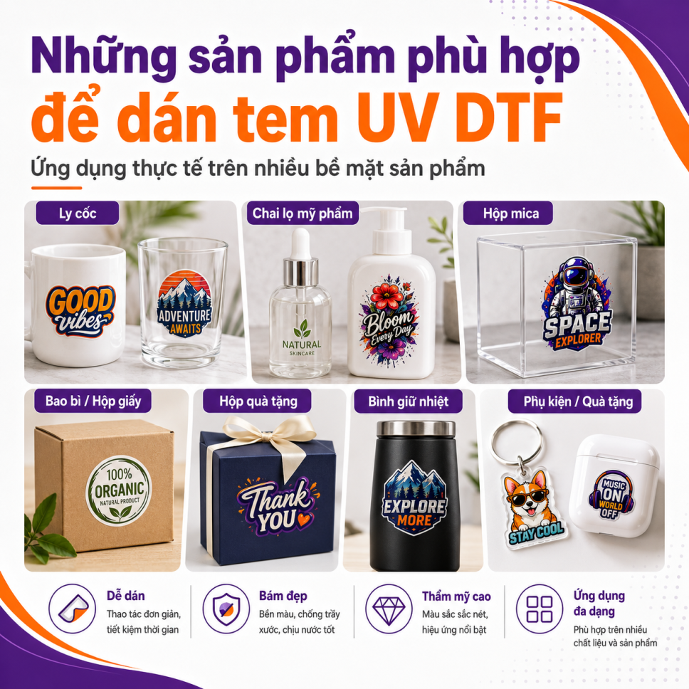 Nhung san pham phu hop de dan tem UV DTF